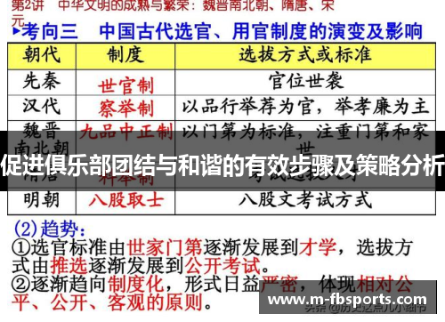 促进俱乐部团结与和谐的有效步骤及策略分析